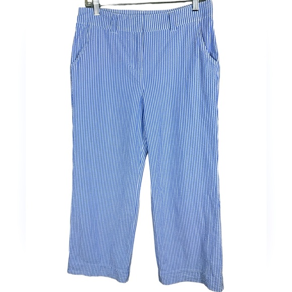 Vineyard Vines Women's Pants Sz 6 Blue White Striped 100% Cotton Cropped Summer - Picture 4 of 4